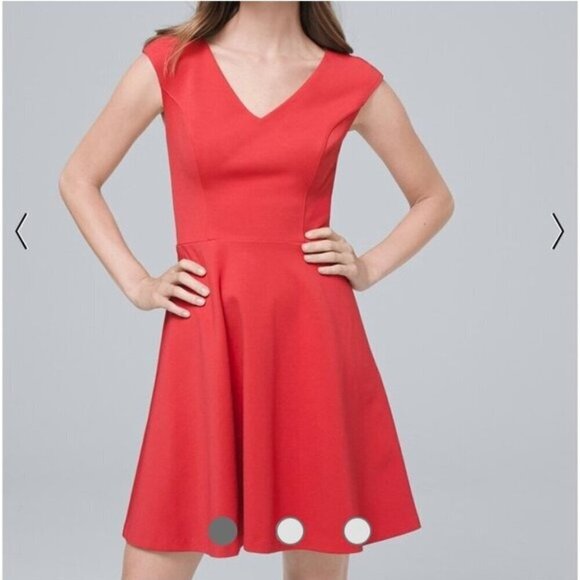 White House Black Market Dresses & Skirts - NWOT White House Black Market Ponte Knit Fit-And-Flare Dress Bright Rouge